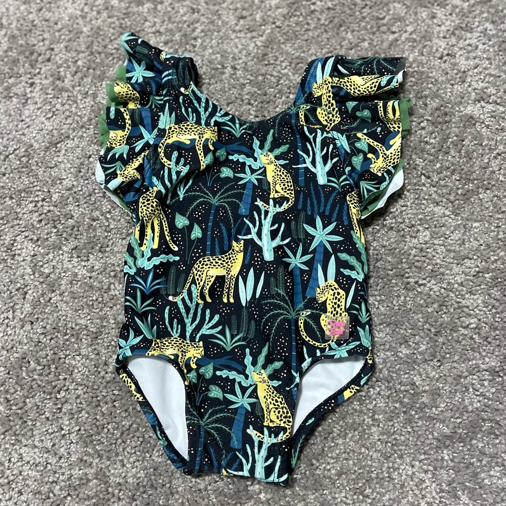 RuffleButts Butterfly Sleeve One Piece Swimsuit